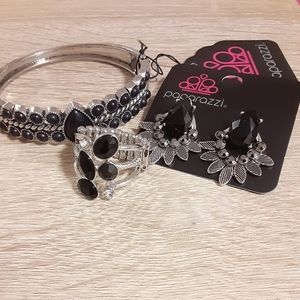 Black gem bracelet set